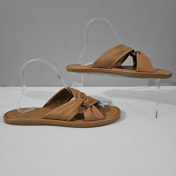 Paige Dana Sandal Womens Size 9.5 Toffee Tan Leather Twisted Slip On Slide - Picture 3 of 13